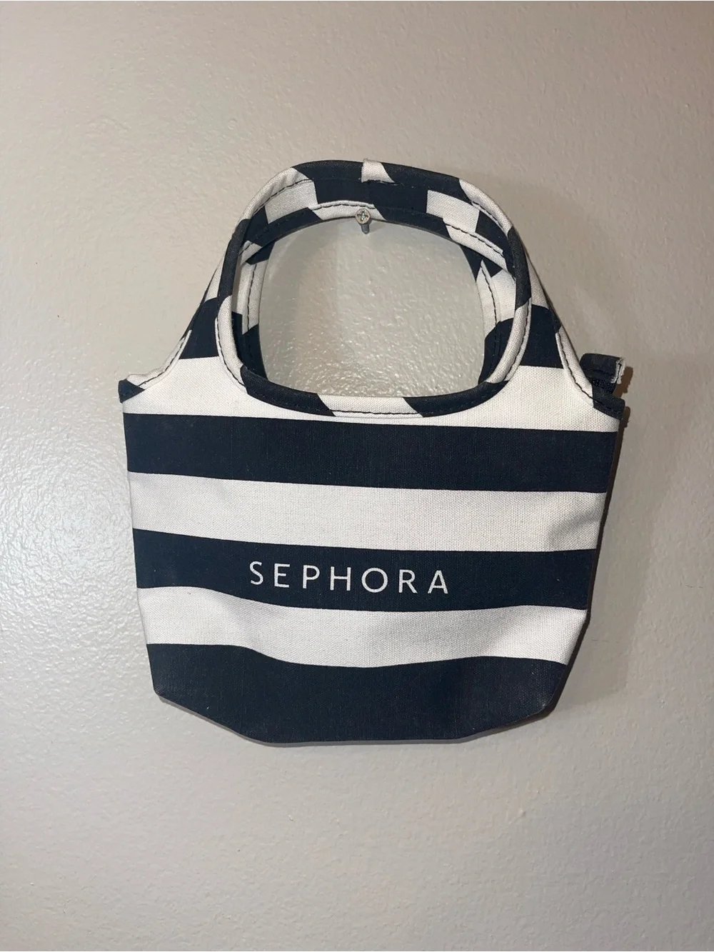 Sephora Black and White Striped Cosmetic Tote